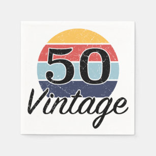 Serviette En Papier Vintage 50e anniversaire coucher du soleil