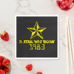 Serviette En Papier Vintage A Star Est Né 1983 Yellow Star