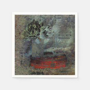 Serviette En Papier Vintage Antique Noir Vieux Script Partition