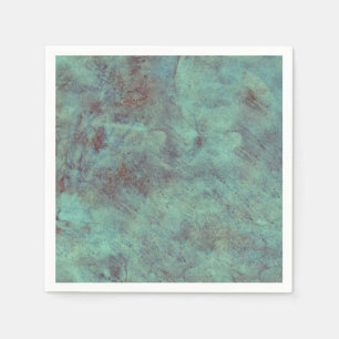 Serviette En Papier Vintage Antique Texté Turquoise Découpage Brown