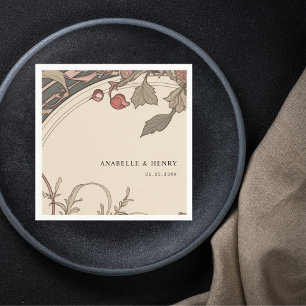 Serviette En Papier Vintage Art Nouveau Floral Art Déco Mariage