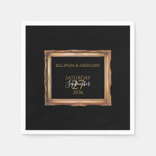 Serviette En Papier Vintage Black & Gold Mariage