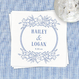 Serviette En Papier Vintage bleu Floral Mariage