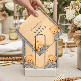 Serviette En Papier Vintage Blue Jeans Teddy Baby Shower