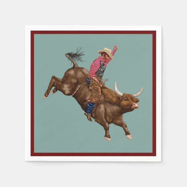 Serviette En Papier Vintage bull équitation cowboy (Devant)