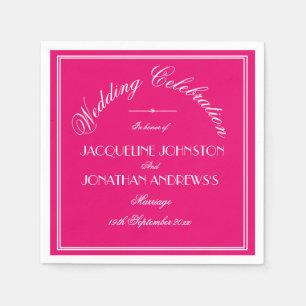 Serviette En Papier Vintage Chic Mariage Personnalisé Noms Rose Rose