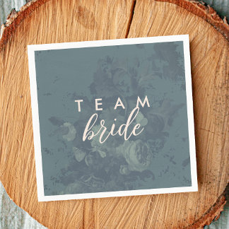 Serviette En Papier Vintage Elegant Rustic Teal Floral Team Bride
