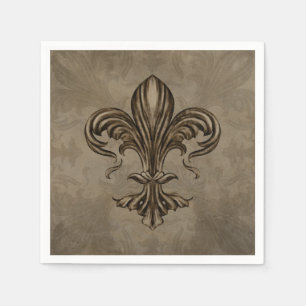 Serviette En Papier Vintage Fleur de lis Sepia