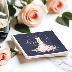 Serviette En Papier Vintage Floral Mariage robe Fête des mariées Marin