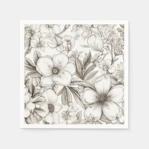 Serviette En Papier Vintage Floral Sepia Motif (11)