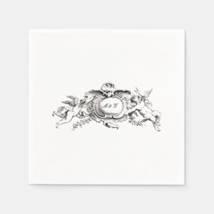 Serviette En Papier Vintage frontière baroque Rococo avec les coeurs