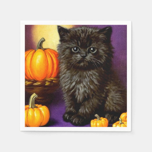 Serviette En Papier Vintage Halloween Kitten (Devant)