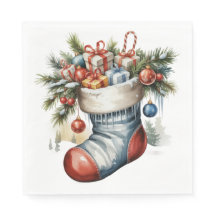 VINTAGE HOLIDAY CHRISTMAS STOCKING & PRESENTS