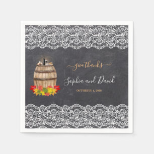 Serviette En Papier Vintage Lace Winch Chalk Thanksgiving Mariage