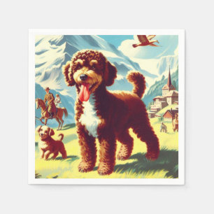 Serviette En Papier Vintage Lagotto Romagnolo Peinture de chien