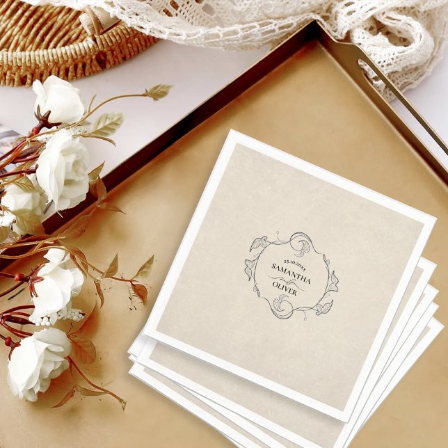Serviette En Papier Vintage Minimalist Wedding Napkin  (Créateur téléchargé)