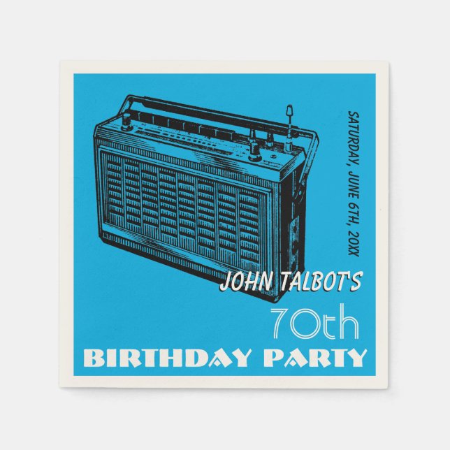 Serviette En Papier Vintage Radio 70e anniversaire Papier de fête Napk (Devant)