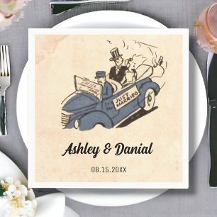 Serviette En Papier Vintage Retro Old Comic Bride Groom Rustique Maria