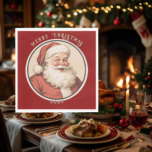 Serviette En Papier Vintage Retro Père Noël
