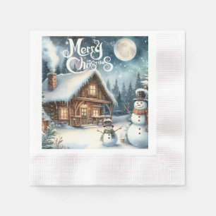 Serviette En Papier Vintage/Russe/Snowman/Noël