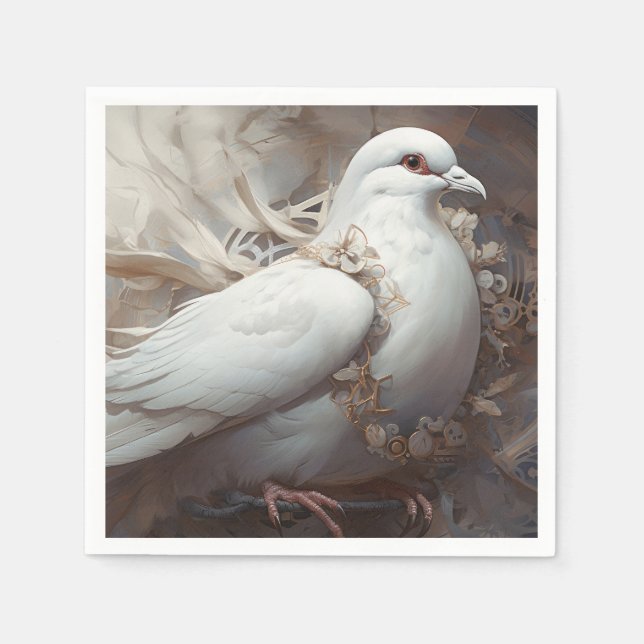 Serviette En Papier Vintage Rustic Mariage Dove (Devant)
