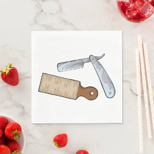 Serviette En Papier Vintage Straight Razor et Strop Barber Shop