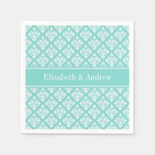 Serviette En Papier Vintage Turquoise What Damask #3 Turq Nom Monogram