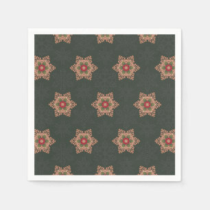 Serviette En Papier Vintage Vert Noël Holly Celtic Star Motif