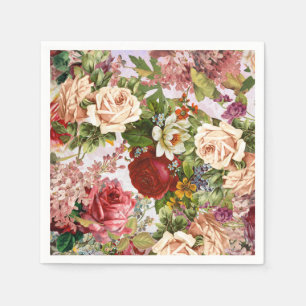 Serviette En Papier Vintage Victorien Floral Rose Collage