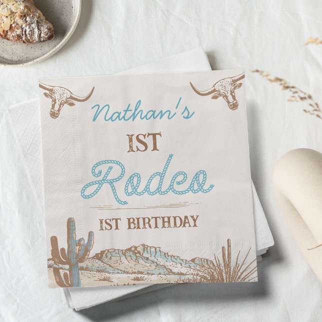 Serviette En Papier Vintage Western Cowboy Premier Rodéo 1er Anniversa (Boys First Rodeo Birthday Party Paper Napkin, Vintage 1st Rodeo Birthday Napkin, Western, Wild West )