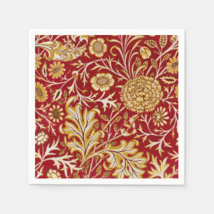 Serviette En Papier Vintage William Morris Cherwell Rouge Floral Art