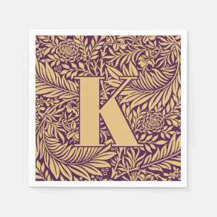 Serviette En Papier Vintage William Morris Larkspur Motif Monogramme