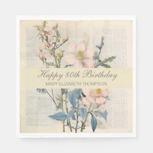 Serviette En Papier Vintaqe Wildflower 80e Anniversaire