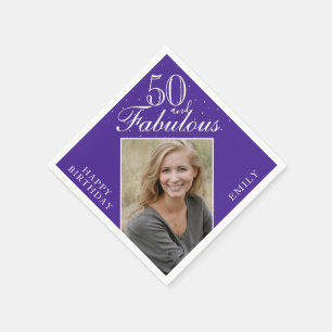 Serviette En Papier Violet 50 ans et Fabuleux Élégant Photo 50e Annive