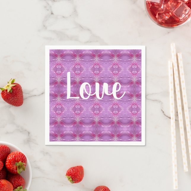 Serviette En Papier Violet Et Rose (En situation)