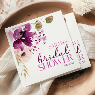 Serviette En Papier Violet Magenta Violet Fleurs Mariage