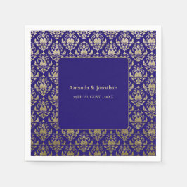 Serviette En Papier Violet moderne violet Motif or Mariage