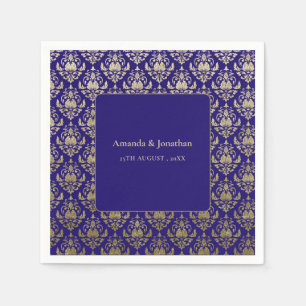 Serviette En Papier Violet moderne violet Motif or Mariage