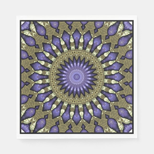 Serviette En Papier Violet noir violet Faux or Mandala Motif (Devant)