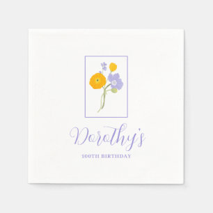 Serviette En Papier Violet Orange Jaune Fleurs sauvages 100e anniversa