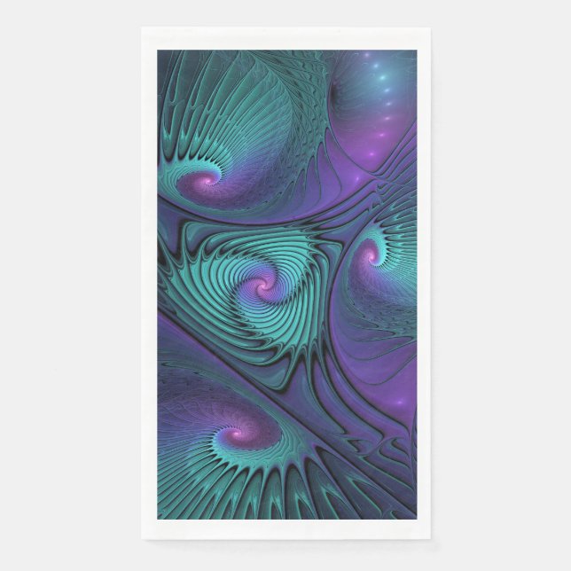 Serviette En Papier Violet rencontre Turquoise moderne art fractal abs (Devant)