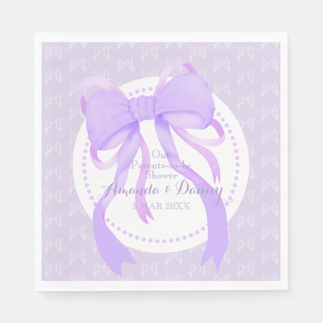 Serviette En Papier Violet Ruban bébé fille douche (Devant)
