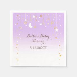 Serviette En Papier Violet Stars Baby shower Lune