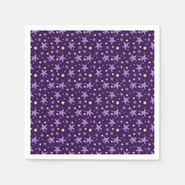 Serviette En Papier Violet Stars Violet Starry Baby shower de nuit