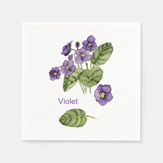 Serviette En Papier violet violet d'aquarelle botanique Papier Napkin (Devant)