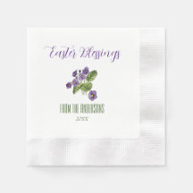 Violets Pâques bénédiction nom année Papier Napkin