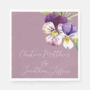 Serviette En Papier Violettes d'aquarelle romantique sur violet