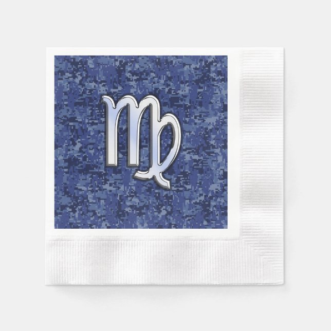 Serviette En Papier Virgo Zodiac Connexion Camouflage numérique bleu (Devant)