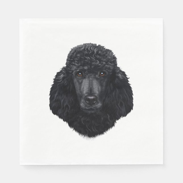 Serviette En Papier Visage de chien de caniche noir (Devant)
