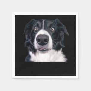 Serviette En Papier Visage de chien noir et blanc